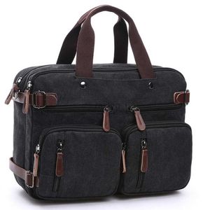 Custodie per laptop Zaino Vintage Canvas 17 zaino per laptop Borsa a tracolla da uomo 14 15 15,6 17,3 pollici elegante grande notebook 3 in 1 Nero 24328