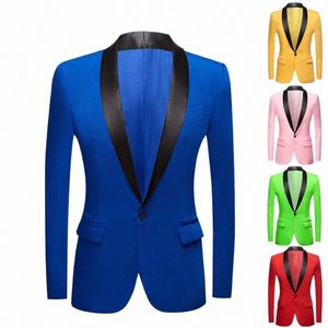 Nuovo giallo Rosa Blu Rosso Verde mela Colorato Matrimonio Prom Sposo Smoking Giacca da uomo Stage Cantante Prom Slim Fit Blazer j1Qy #