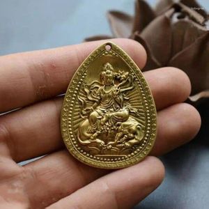 Decorative Figurines Chinese Hand Carved Pure Brass Manjusri Bodhisattva Buddha Copper Small Pendant Collection Ornaments Statues For