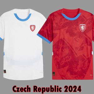 2024チェコユーロサッカージャージーチェコ共和国ナショナルフットボールチームキットメンズトップシャツユニフォームセットホームレッドトップアウェイホワイトジャージー999