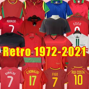 Camisas de futebol Retro RUI COSTA FIGO RONALDO NANI Camisas de futebol Camisetas de futbol Portugal Uniformes home manga longa 1998 1999 2010 2012 2002 2000 2004 16 2014 87 98