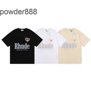 Rhude Grand Prix Cotton T-shirt Wszechstronny Nowy HD nadrukowany TOP Summer Loose Fashion krótkie rękawy