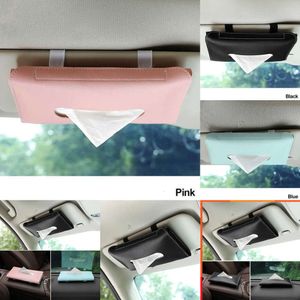 Uaktualnij nowe 1 szt. Zestawy ręczników Sun Visor Tissue Box Uchwyt Auto Wewnętrzne Dekoracja przechowywania w akcesoriach samochodowych