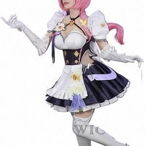 game Hkai Impact 3 Elysia Cosplay Costume The Moth Who Chases The Flames Sexy Maid Attire Wig Shoes Woman Kawaii Carnival Suit Q0Oc#