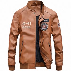 2023 Spring and Autumn New men's Baseball Stand Collar PU Leather Jacket Fi Leisure Motorcycle Suit y5Yu#