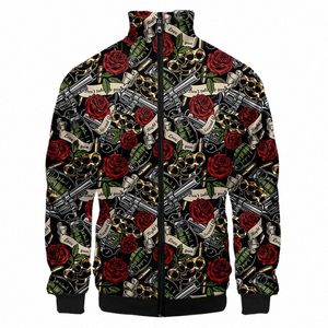 Floral Skull Baseball Jacket Men's Fi Brand Versatile Casual Jacket Men Herrkläder Sweatshirt Costume Autumn Winter G9V2#