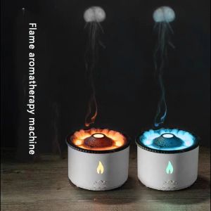 Miniaturas chama aromaterapia umidificador de ar água-viva difusor de aroma elétrico lava vulcão design cuspir círculo umidificador decoração da sua casa