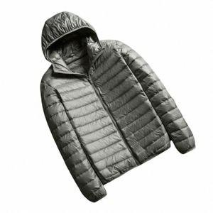 autumn Winter Down Jacket Men Ultra Light Windproof Waterproof Anti Fouling Anti-Oil White Duck Portable Hooded Coat Male F70i#