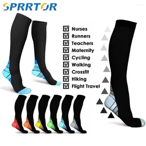 Sports Socks Men Women Compression Elastic Beautiful Leg Stocking Jogging Climbing Cycling Flight Excercise
