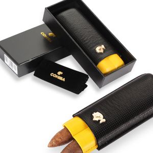 Boxes Cohiba Cigar Case Travel Humidor Portable 2 Holder Cigar Storage Bag Outdoor Leather Cigar Tube