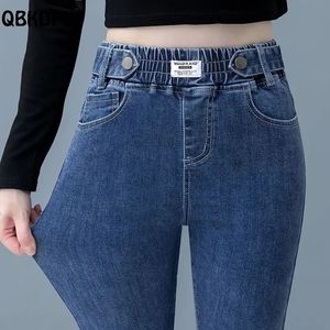 Jeans elasticizzati casual a vita alta Donna Big Size 26-34 Matita sottile Vaqueros Leggings in denim coreano Pantaloni skinny primaverili 240318