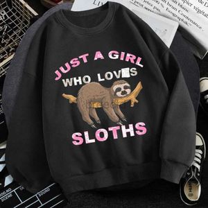 Herren-Kapuzenpullover, Sweatshirts, grafischer Damen-Hoodie „Just A Girl Who Loves Faultier“, niedliches Faultier-Sweatshirt mit langen Ärmeln, bedruckt, modischer Kapuzenpullover, Pullover für Damen, 24328