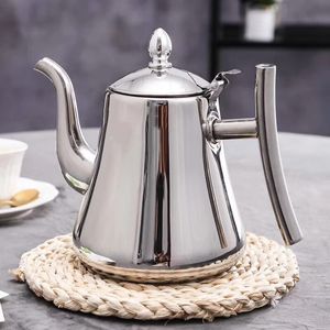 10001500ml Teapot Stainless Steel Royal Tea Pot With Strainer Golden Silver Kettle Infuser Oolong Flower 240328