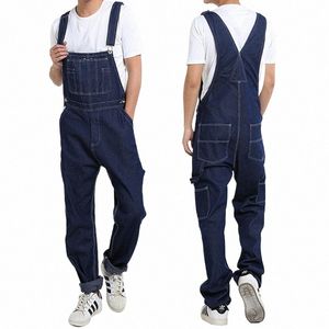 jeans män smällar lösa overaller raka denim jumpsuits fi arbetskläder lastbyxor hiphop byxor plus stor storlek 28 - 50 06mo#