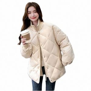 ハイカラーコットコート2022新しい秋の冬ジャケット薄い軽量女性のパーカーロンバスシングル胸ショートアウトウェアトップL6ZE＃