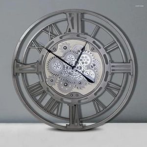 벽시계 빈티지 메커니즘 무음 금속 기어 대형 거실 시계 럭셔리 디자인 북유럽 홈 장식품 액세서리