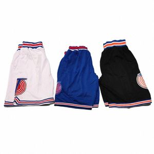 Trillest Space Jam Tune Squad Basketball Shorts White Blue and Black Halen Party and Christmas Gifts Shorts 68MU#