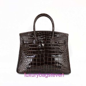 Hremms Birkks 9A top quality bag women purse Designer Tote Bags High end high gloss crocodile pattern genuine leather with cowhide layer With Real Logo TTJ2