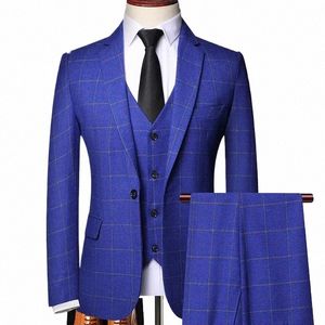 blazer Vest Pants Boutique Plaid Men's Formal Groom Wedding Dr Slim Suit 3Pcs or 2Pcs Men's Casual Busin Suit Tuxedo q7Gg#