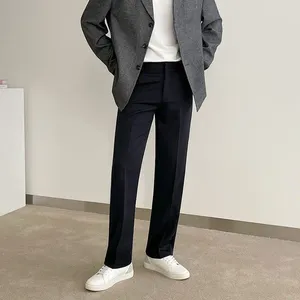 Men's Suits 2024 Spring Autumn Fashion Business Casual Loose Long Pants Suit Clothing Male Solid Color Straight Formal Trousers N29