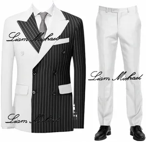 Striped Men's Suit 2 -częściowy dwuosobowy blok kolorowy kolor kolorów ślubnych smoking elegancki fi męski dr i6ip#