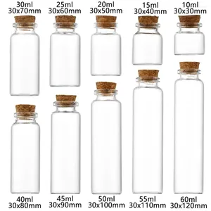 Storage Bottles 10/20pcs 10ml 15ml 20ml 25ml 30ml Cute Clear Glass Wishing With Cork Stopper Empty Spice Jars DIY Crafts Vials