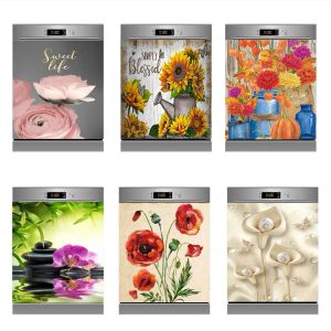 Adesivos 60x66cm flores máquina de lavar louça adesivo autoadesivo vinil adesivo de parede tamanho personalizado armário móveis renovação decalque decoração da sua casa