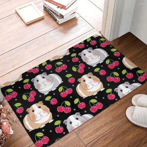 Bath Mats Cherry Guinea Pig Mat Animal Print Bathroom Carpet Kitchen Shower Door Absorbent Protective Foot Anti Slip Toilet Pad