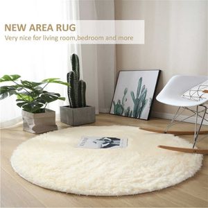 Fluffy Round Rug Carpet For Living Room Solid Color Thicken Soft Faux Fur Rugs Bedroom Plush Shaggy Area Rug Kids Room Floor Mat 2290t