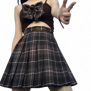 女性マイクロスカート格子縞のプリーツスカート黒いミニスカート
