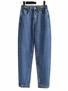 Nya 2023 Autumn Plus Size Jeans för kvinnor Hög midja Butter Up Korean Fi Large Size Women's Denim Pants Byxor Het Sale E8VS#