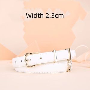 Fashion Smooth Buckle Belt Retro Design Kvinnor för kvinnors bredd 2,3 cm äkta kohud 5 Färg valfri högkvalitativ