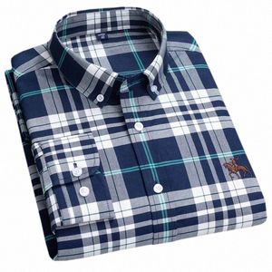 Pamuk Oxford LG Kollu Gömlek Erkekler için% 100 Mens Giyim Sonbahar Kış Üst Bluz Busin Günlük Gömlekler Kore Fi 15ob#