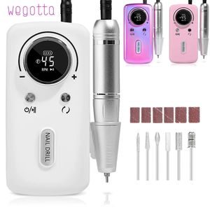 WEGOTTA 45000 RPM Rechargeable Electric Nail File for Gel Acrylic Polishing Pedicure Equipment Drilling Machine 240314