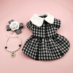 Dog Apparel Sweet Plaid Dress For Pets Princess Puppy Cat Cute Designer Shirt Small Cardigan Chihuahua Yorkshire