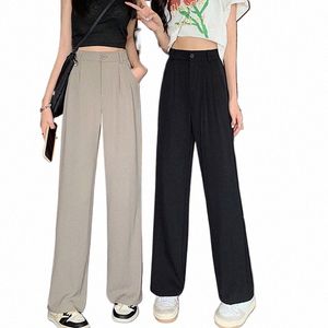 autumn Thin Women Loose Suit Wide Leg Pants Elegant Office Lady Casual Straight Trousers Harajuku High Waist Solid Pants T1Ci#