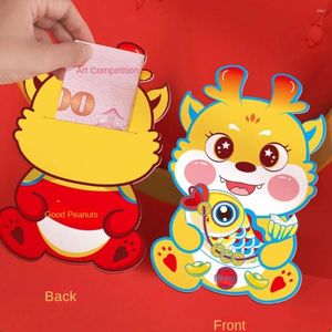 Gift Wrap Luck Money Bag Red Envelope 2024 Year Packet Dragon Pattern Blessing Wishes DIY Packing Pocket Party Gifts