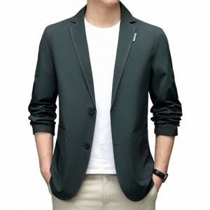 2023 novos homens busin casual clássico cáqui blazers fi coreano fino ajuste único breasted terno jaquetas marca roupas masculinas u460 #