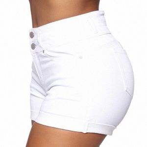 2023 sommer Neue Schwarz und Weiß Hohe Taille Denim Shorts Für Frauen Fi Sexy Slim Fit Stretch Jeans Shorts S-2XL drop Schiff T64d #