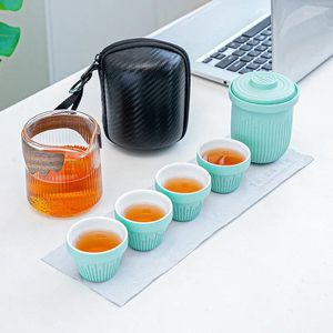 Teaware Sets Ceramic Travel Kungfu Tea Set Rough Pottery Handmade Pot Portable Teapot Cup Outdoor Office