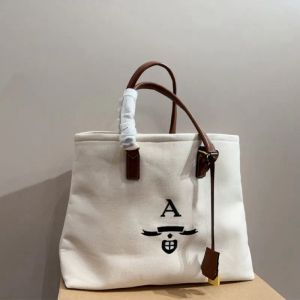 Ny mode casual tote brev canvas shoppingväska enkel axel bär stor påse stor kapacitet strandpåse