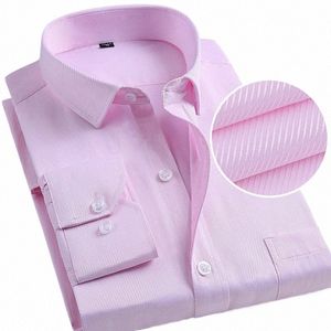 rosa Twill Lg manica Cott Camicia da uomo monopetto risvolto Camicie Busin Office Uomo Blu Viola Bianco Camisa / Chemise S-5XL 78K1 #