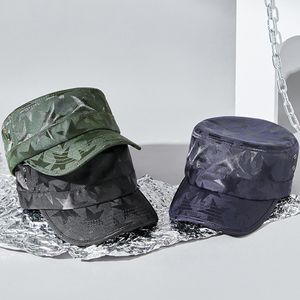 Platt mössa för män jacquard kamouflage tryck militär hatt mössa armé hatt mössa militära hattar armé hattar kadett hatt mössa för män