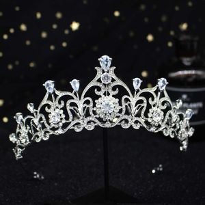 Açık mavi kristal tiara taç prenses gelin gelin düğün bant saç takı aksesuarları moda headdress pageant balo süsleri 285z