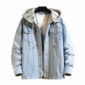 FI MENS Denim Jackets Slim Fit högre kvalitet Mens Jeans Jacka Cott Outwear Coat LG Sleeve Bomber Jacket Male Clothing W88W#