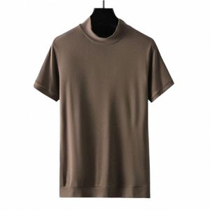 fi y2k Streetwear Classic Modal Turtleneck Men's Casual Short Sleeve T-shirt Spring Summer Golf T-Shirt Topps Tee Shirt Men O2ya#