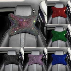 2024 Crystal Diamond Car Neck Pillow Auto nackstödkudde säte mjuk kudde strass bling biltillbehör interiör för flickor kvinnor