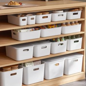 Baskets Large Capacity Sundries Storage Basket Cosmetics Snacks Toys Clothes Storage Box Thicken Plastic Household Wardrobe Organizer