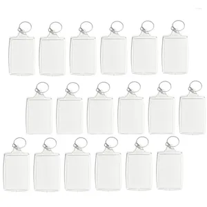 Tigelas 100 Pcs Po Chaveiro Retângulo Transparente Em Branco Acrílico Inserir Moldura Porta-chaves DIY Anel Dividido
