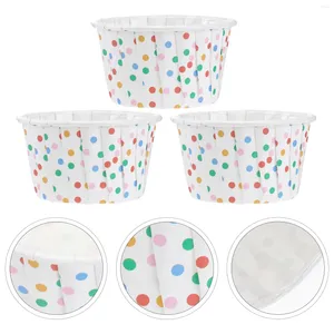 Disposable Cups Straws 100pcs Paper Ice Cream Cake Cup Dessert Bowls Party Supplies For Baking Wedding Birthday (Colorful Dots)